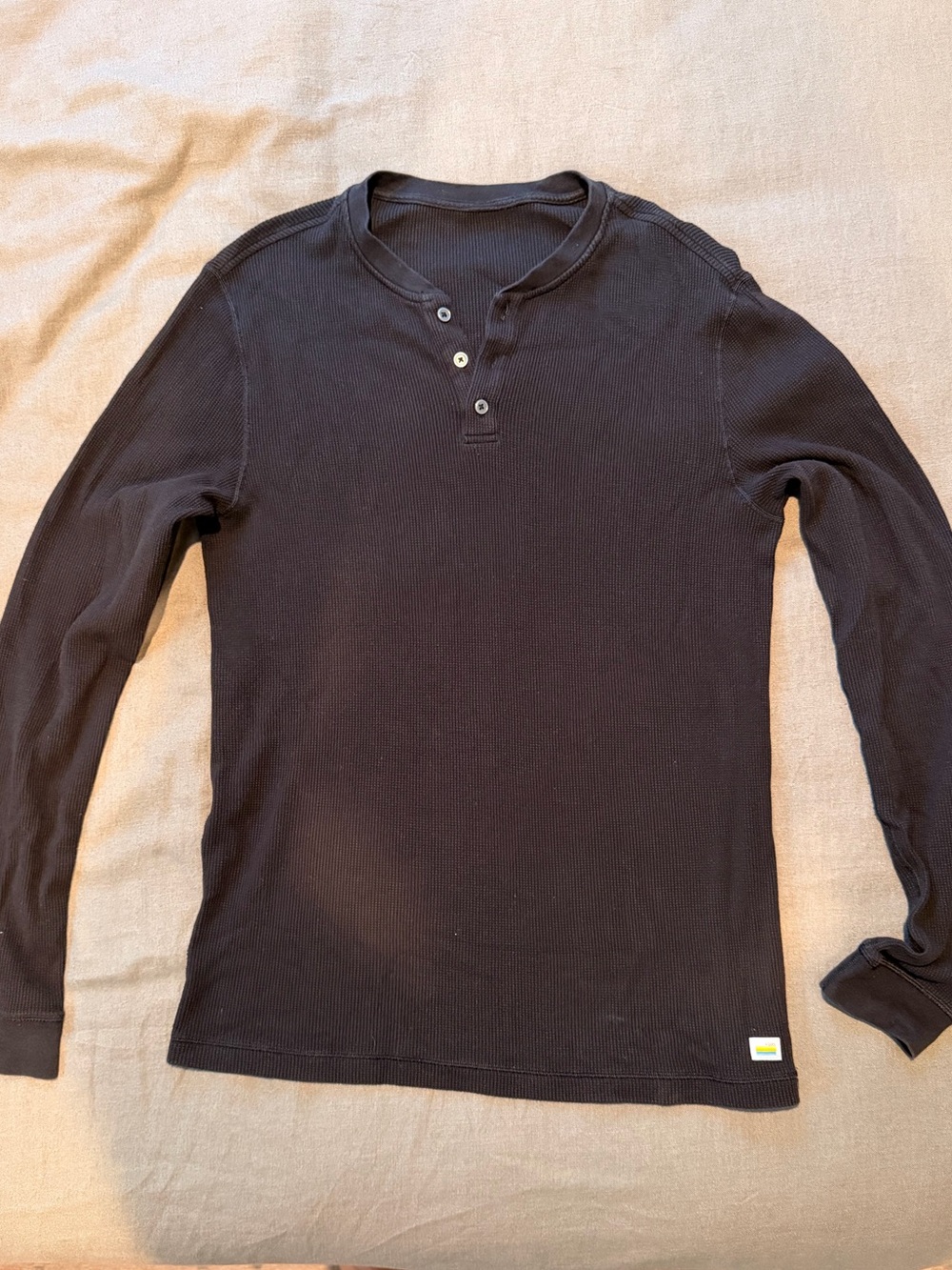 Vuori Black waffle henley